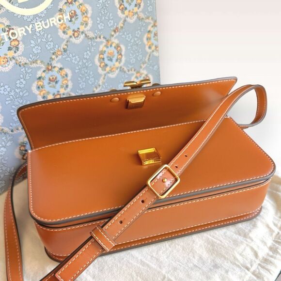 AUTH BRAND NEW Tory Burch Small Eleanor Rectangular Bag in Malt Whiskey $598 - Picture 11 of 17